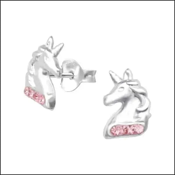 Unieke Zilveren Unicorn Oorbellen Zilver/roze-9x6mm