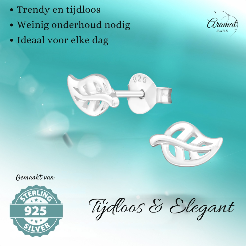 Zilveren Blaadje Oorbellen – 7x5mm
