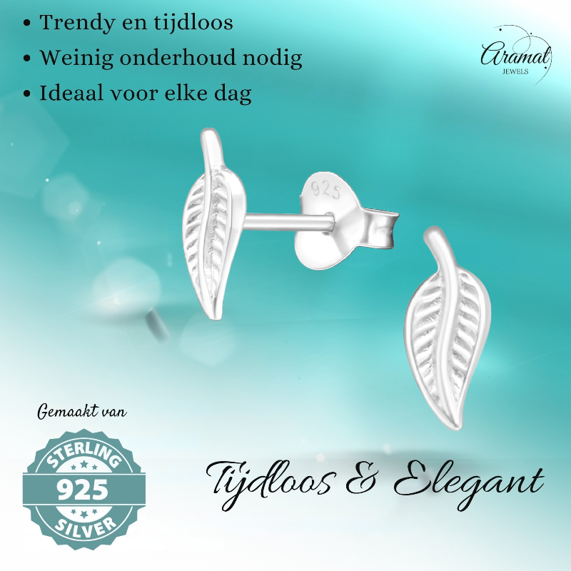 Zilveren Blaadje Oorbellen – 9x4mm