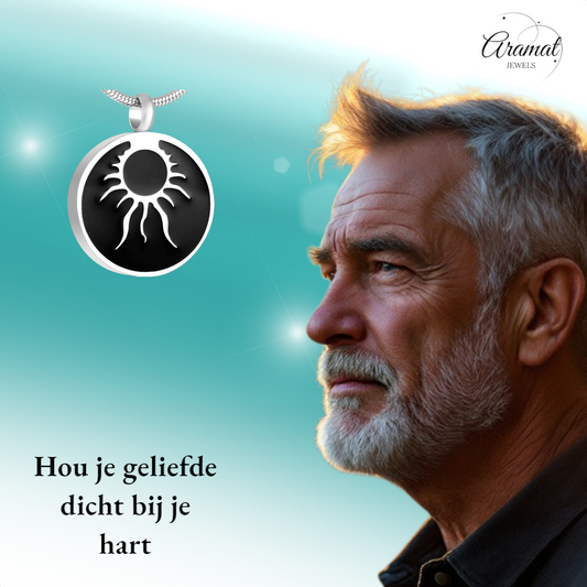 Round ash pendant tribal design – steel &amp; enamel