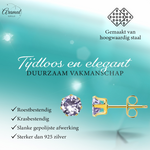 Goudkleurige Zirkonia Oorbellen 6mm Lila