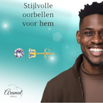 Goudkleurige Zirkonia Oorbellen 6mm Lila