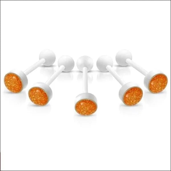 Bioplast Witte Glitter Tongpiercing Oranje | Lichaamssieraden