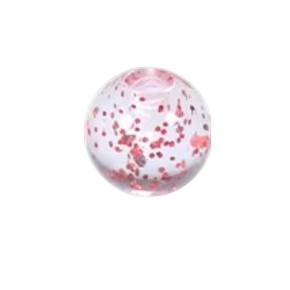 Aramat Jewels transparant acryl piercing balletje van 5mm met rode glitters voor tong- of navelpiercing.