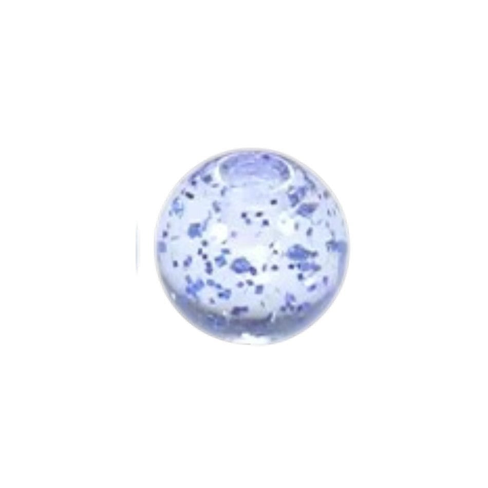 Aramat Jewels transparant acryl piercing balletje van 5mm met blauwe glitters voor tong- of navelpiercings.