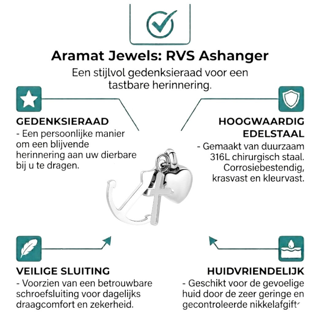 Aramat Jewels ashanger met geloof, hoop en liefde symbool in zilverkleurig RVS.