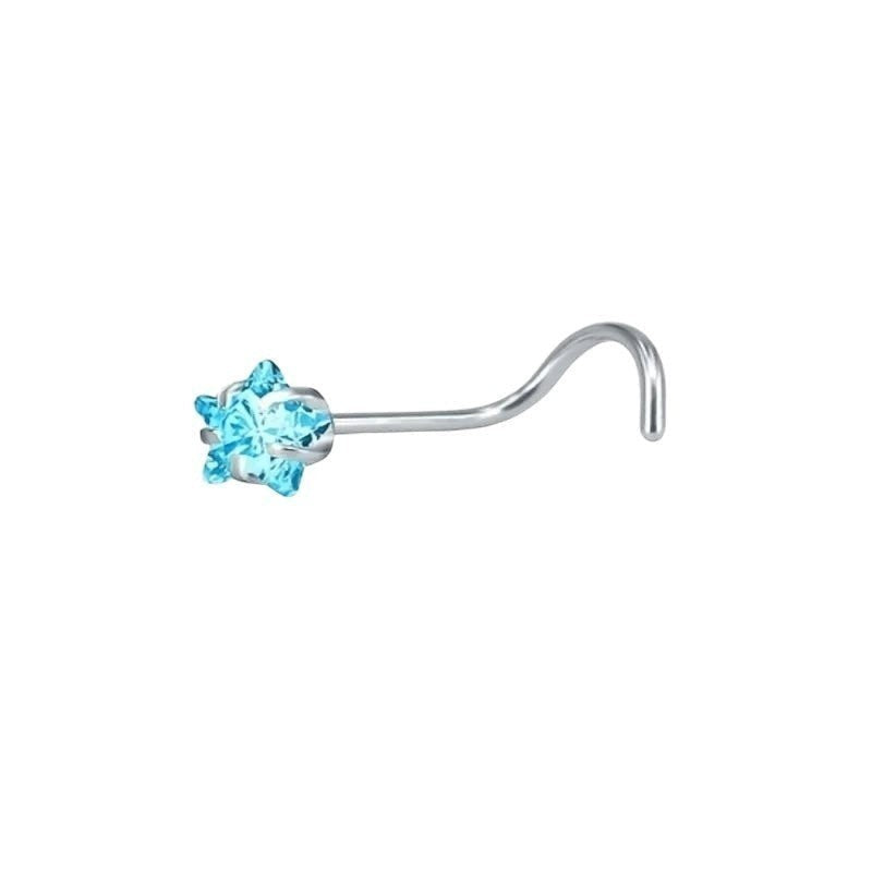 Aramat Jewels blue zirconia nose stud with a silver-tone steel S-shaped post.