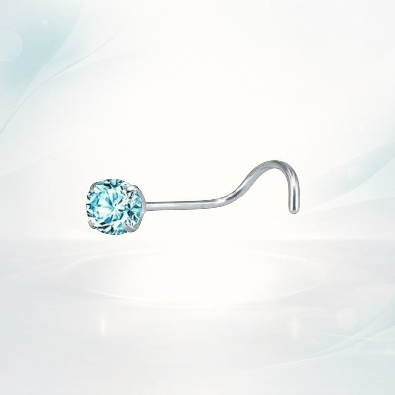 Aramat Jewels blue zirconia steel nose stud with S-shaped bar