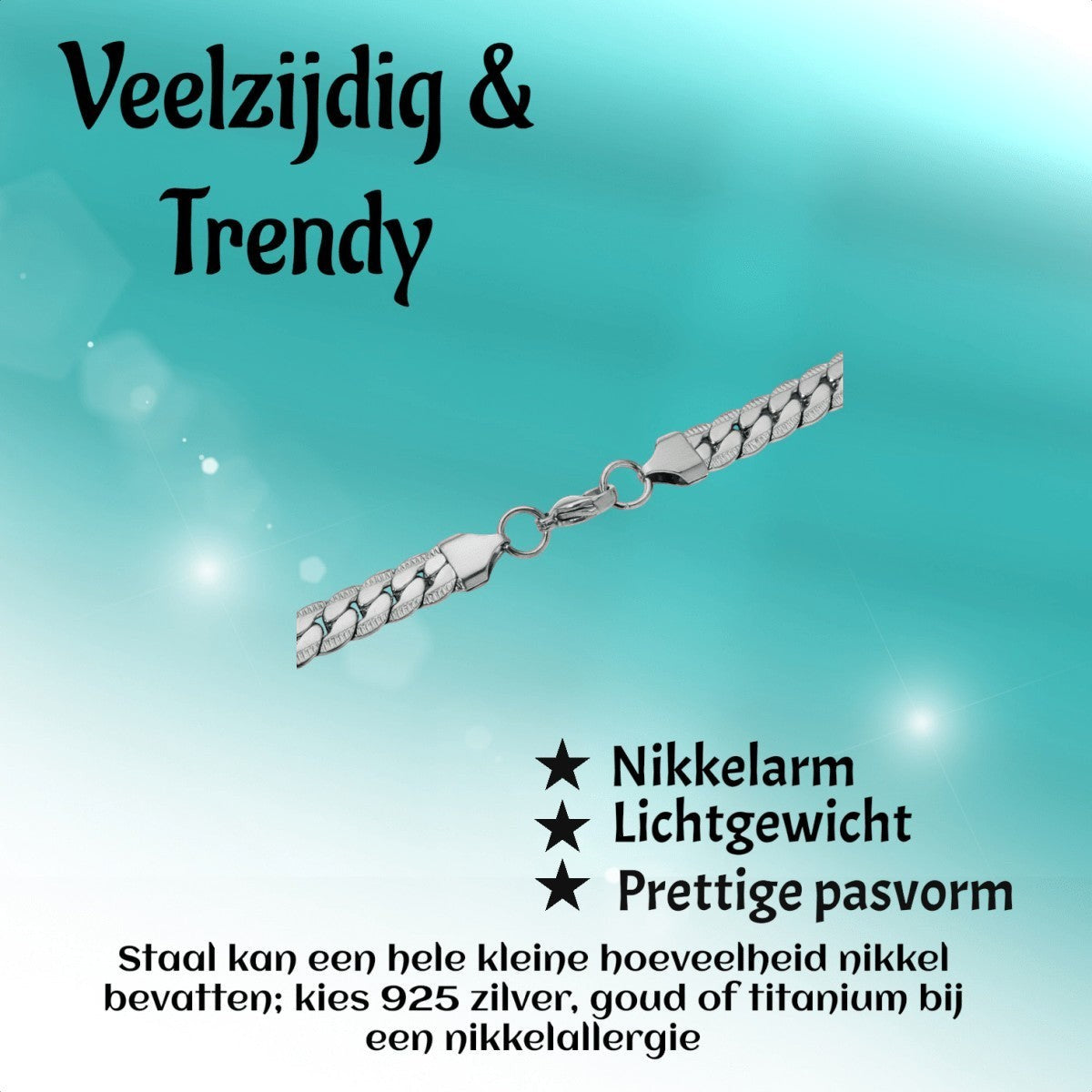 Aramat Jewels chunky zilverkleurige gourmet ketting van 8mm breed roestvrij staal met een stoere schakelstructuur.