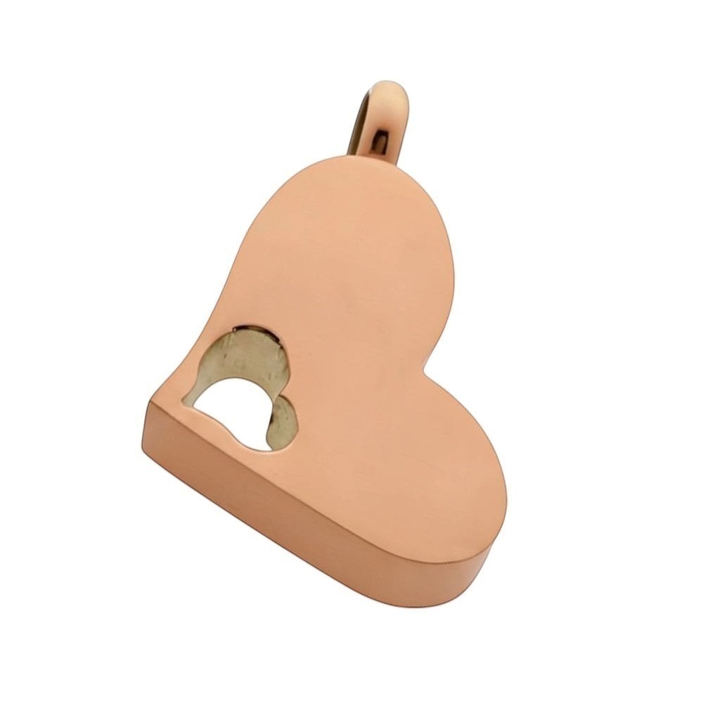 Aramat Jewels stalen rosékleurige crematiehanger in hartvorm met een kleiner hartje erin. Waterbestendig.