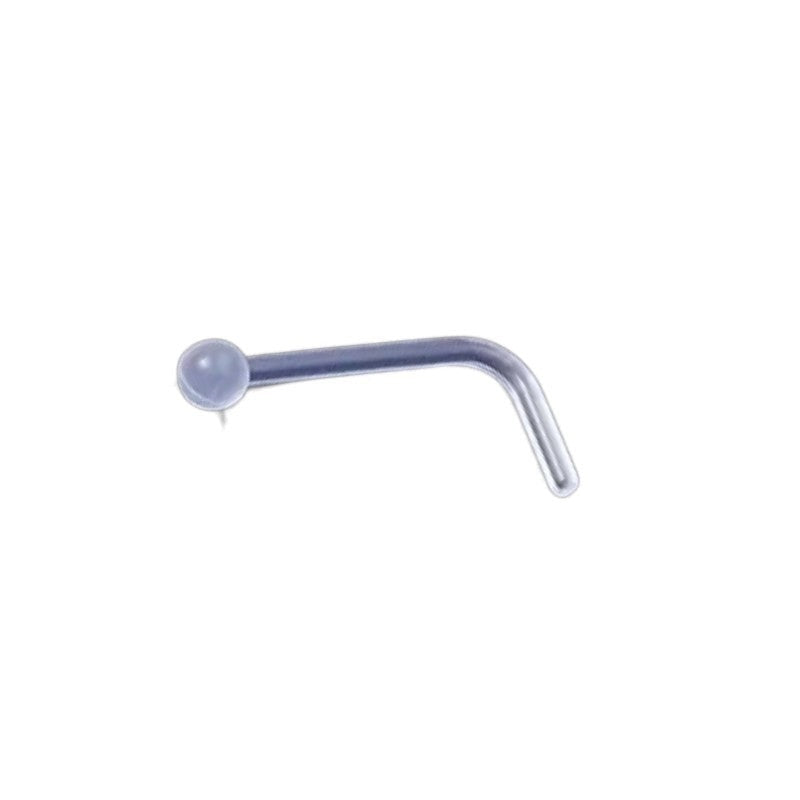Aramat Jewels doorzichtige acryl neuspiercing retainer met L-vormig staafje en 2mm bolletje voor neusvleugel