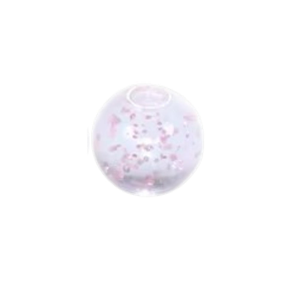 Aramat Jewels transparant acryl piercing balletje van 6mm met roze glitters voor tong- of navelpiercing.