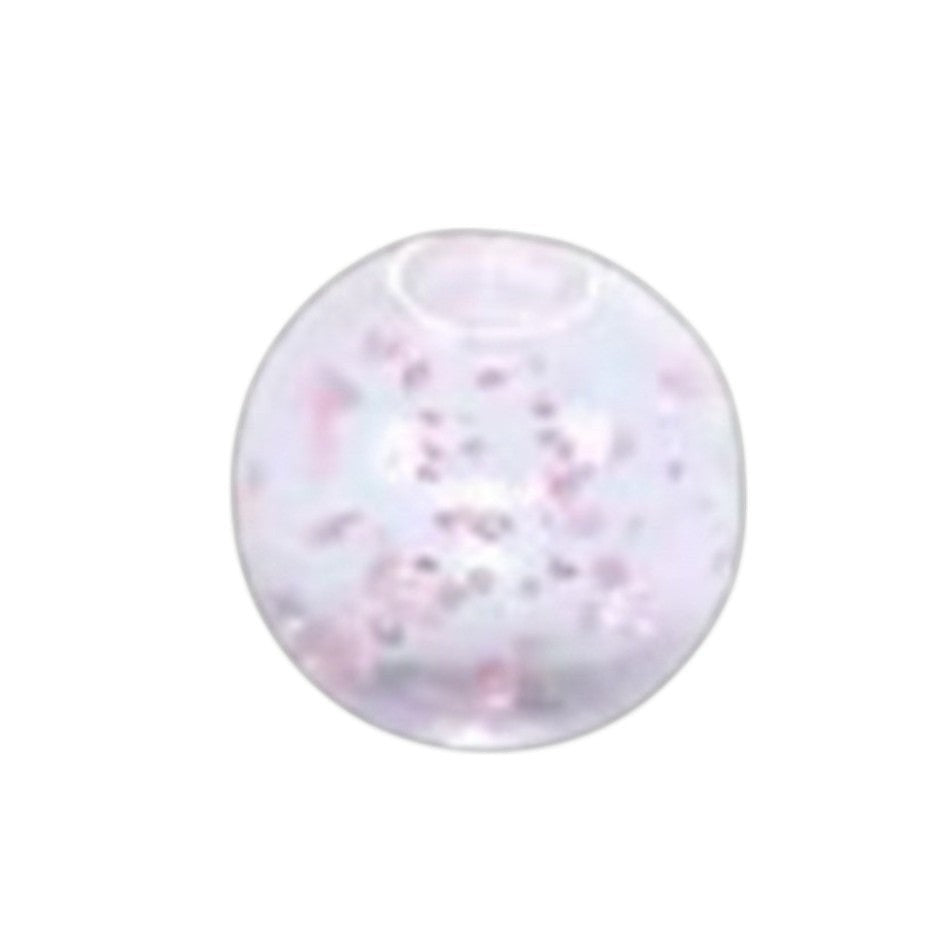 Aramat Jewels transparant acryl piercing balletje van 6mm met roze glitters voor tong- of navelpiercings.