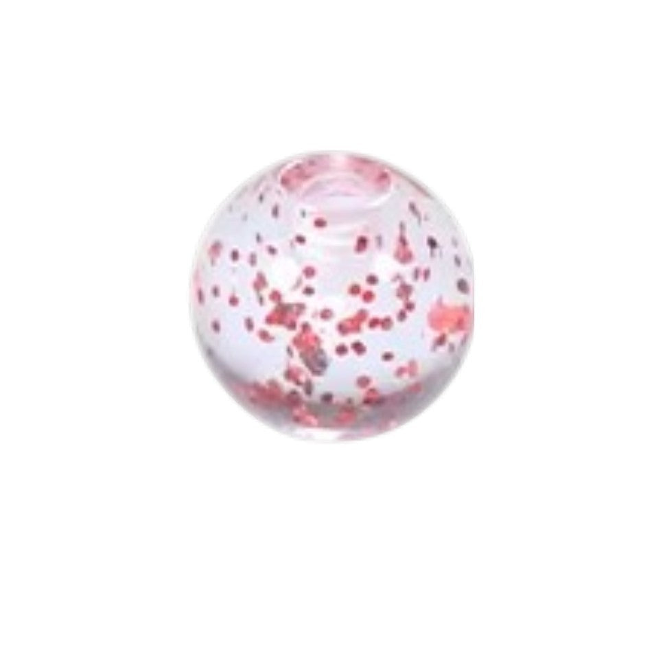 Aramat Jewels transparant acryl piercing balletje van 6mm met rode glitters voor tong- of navelpiercing
