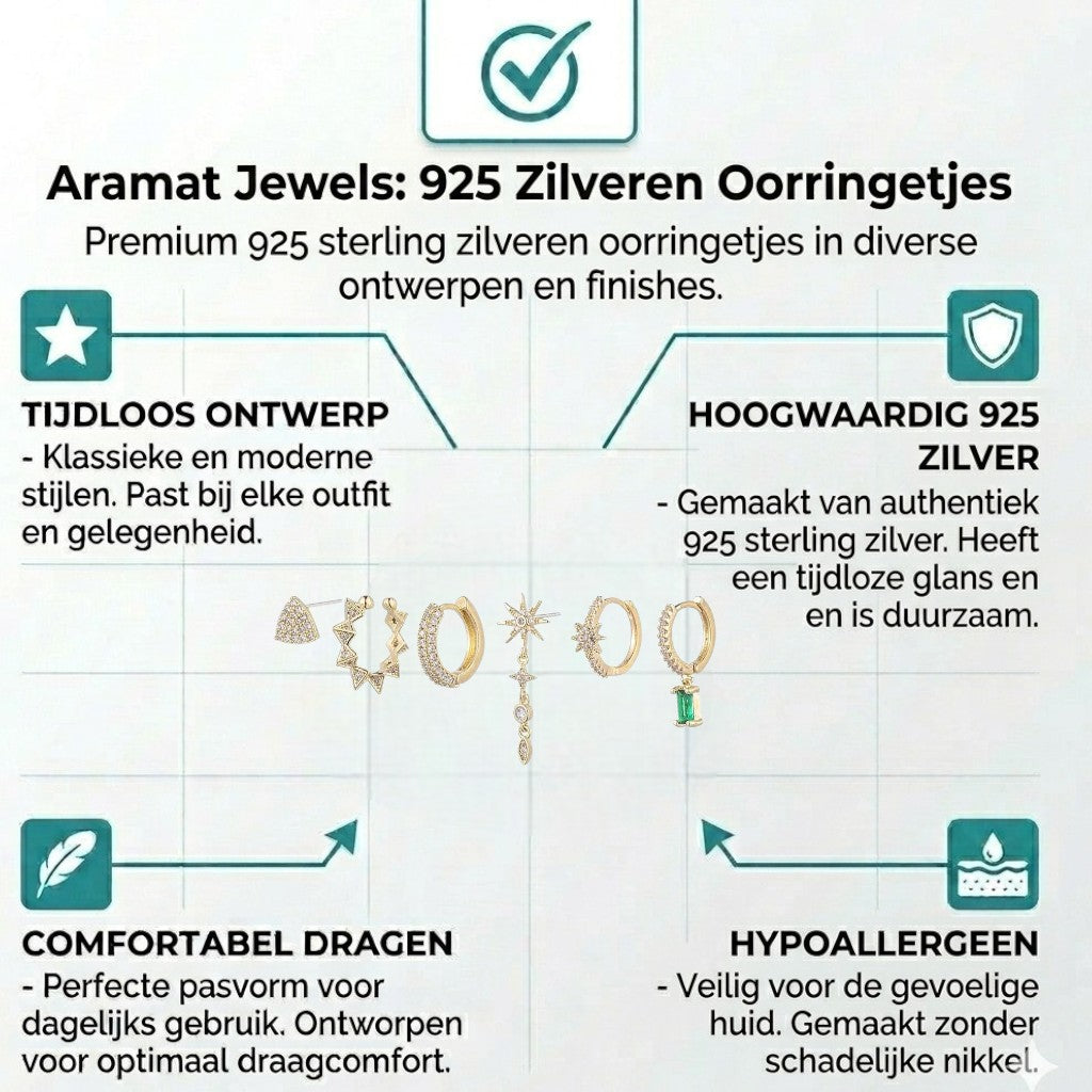 Aramat Jewels gold-tone 925 silver earring set with clear and green cubic zirconia, featuring hoops, studs, and charms.