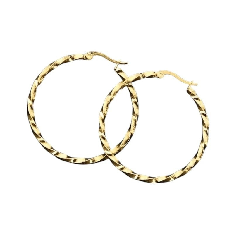 Aramat Jewels Goudkleurige RVS Swirl Hoepeloorbellen 30 mm met scharniersluiting