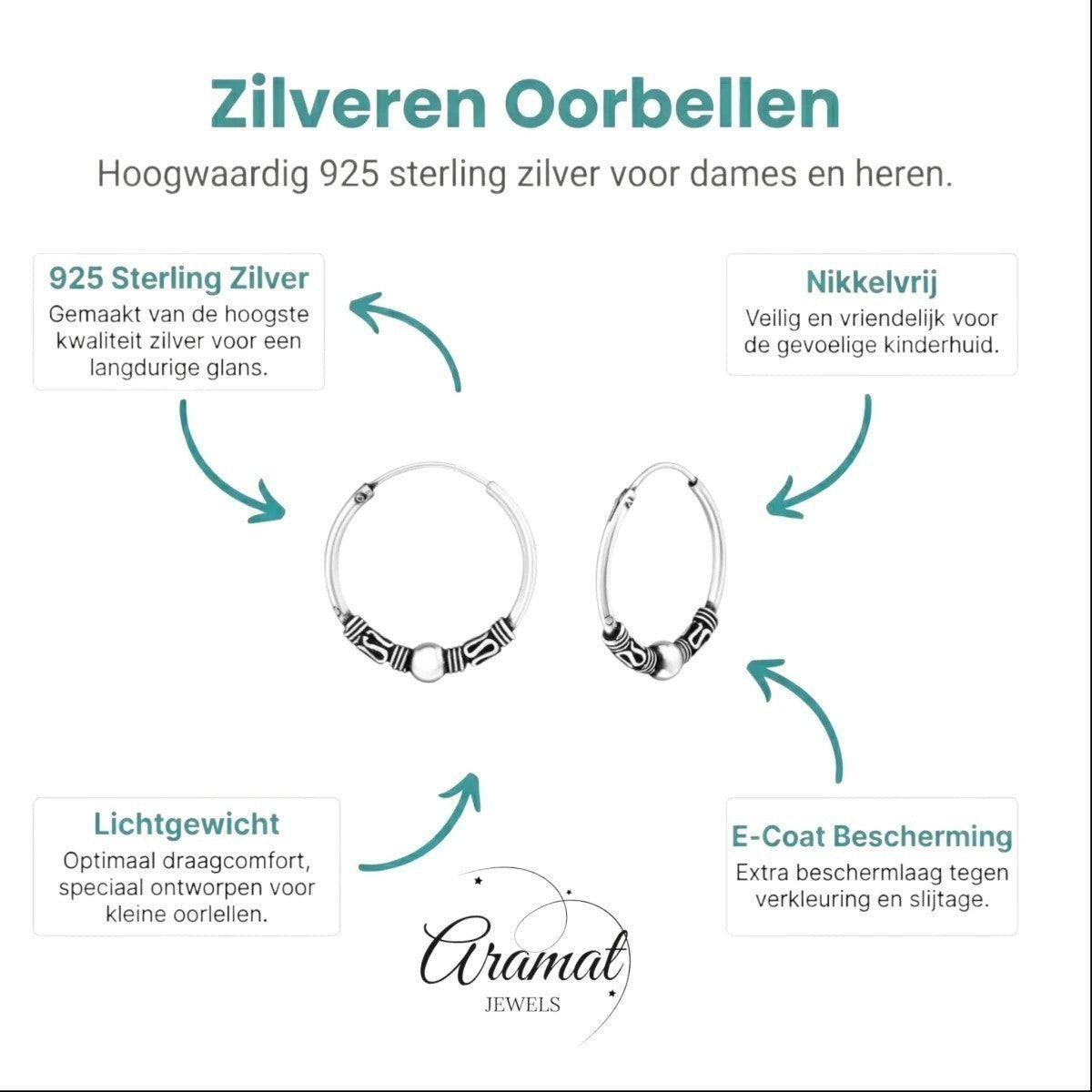 Aramat Jewels 18mm oxidized silver Bali hoop earrings with ethnic patterns, nickel-free and lightweight.