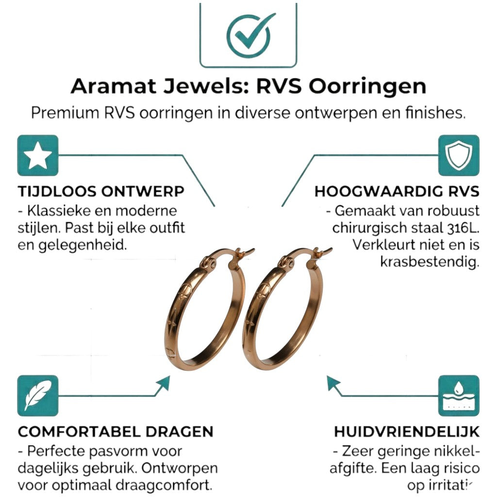 Aramat Jewels rose gold stainless steel hoop earrings with anchor motif, 20mm diameter.