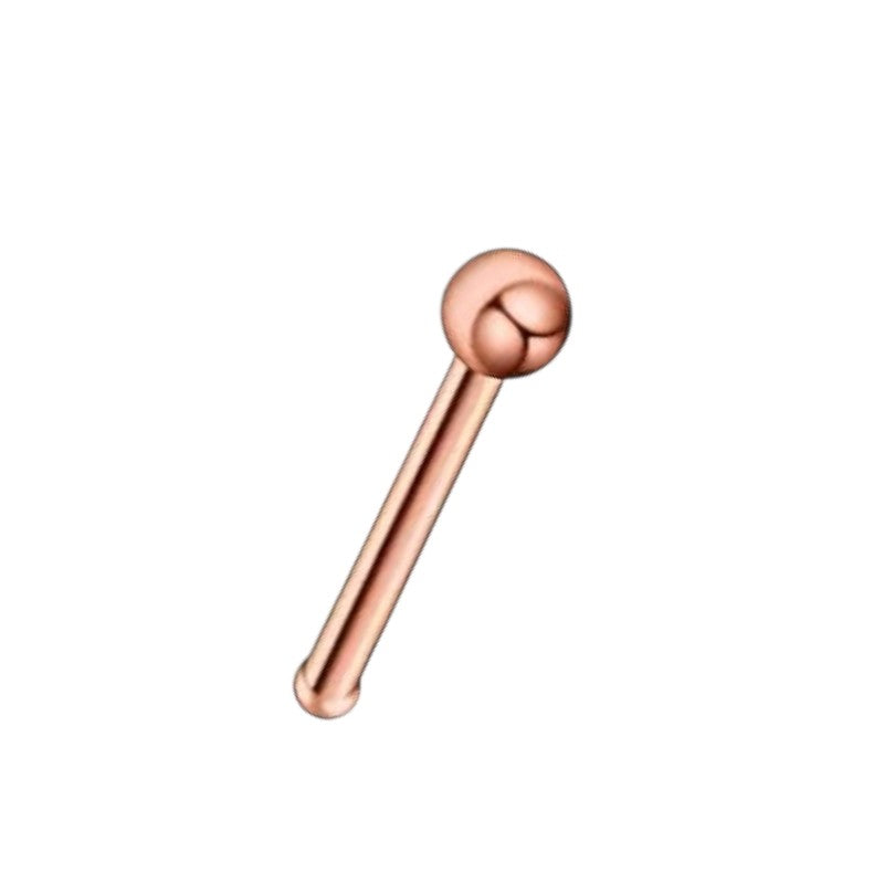 Aramat Jewels rosegoudkleurige neuspiercing van chirurgisch staal met een subtiel 2mm bolletje voor dames.
