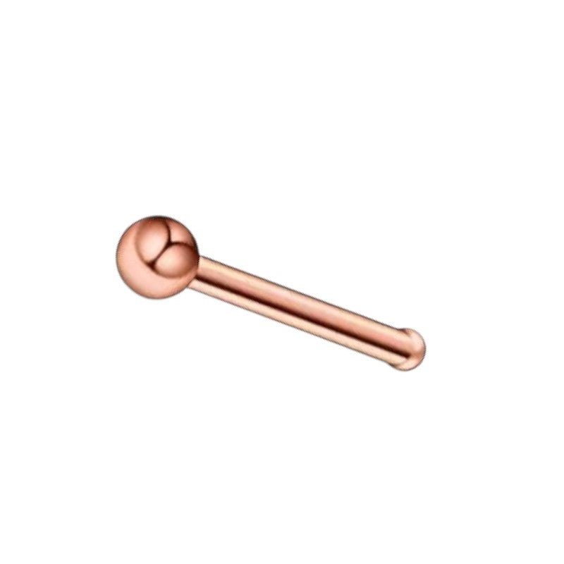 Aramat Jewels rosegoudkleurige stalen neuspiercing met een subtiel 2mm bolletje voor een elegante look.