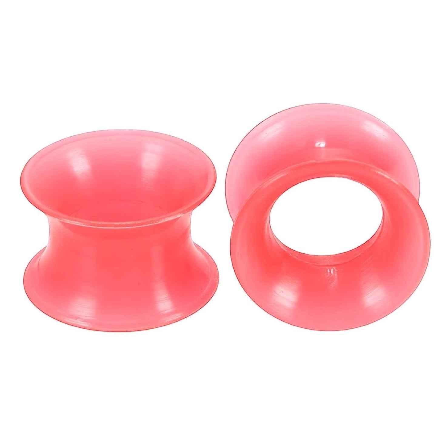 Aramat Jewels flexibele roze siliconen oortunnels van 8mm met een comfortabel double flared design voor gestretchte oren.