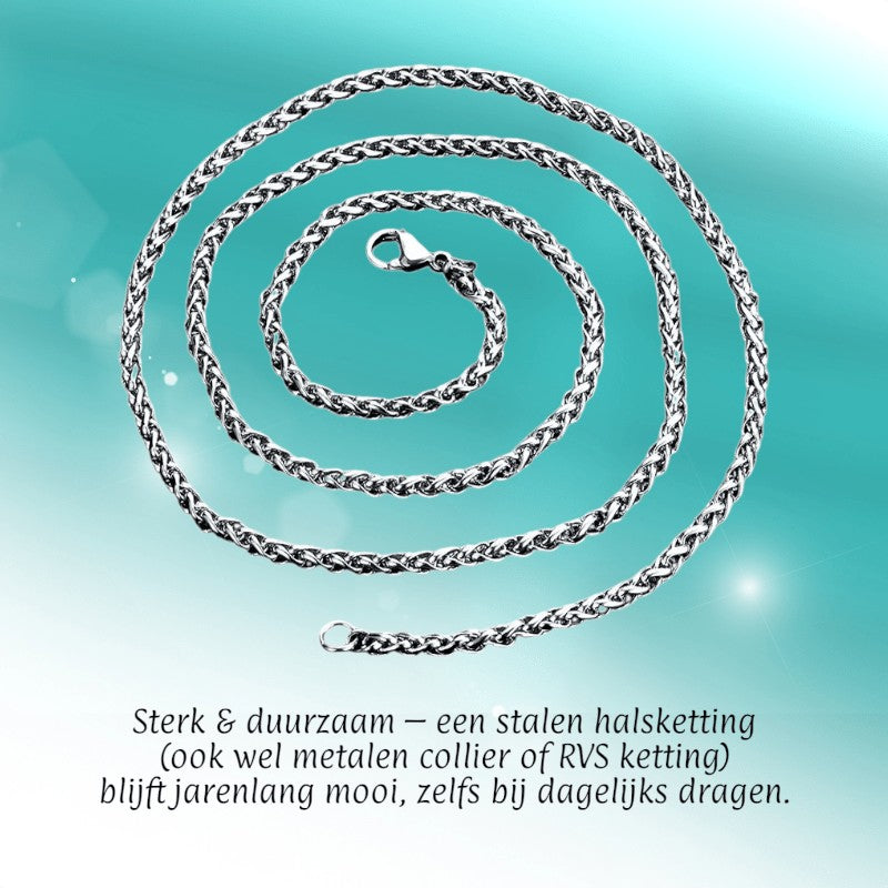 Aramat Jewels zilverkleurige RVS vossenstaart ketting van 70 cm lang en 5 mm breed met een stoere foxtail schakel.