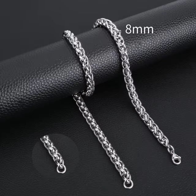 Aramat Jewels zilverkleurige RVS vossenstaart ketting van 8 mm breed en 75 cm lang met een robuust foxtail design.