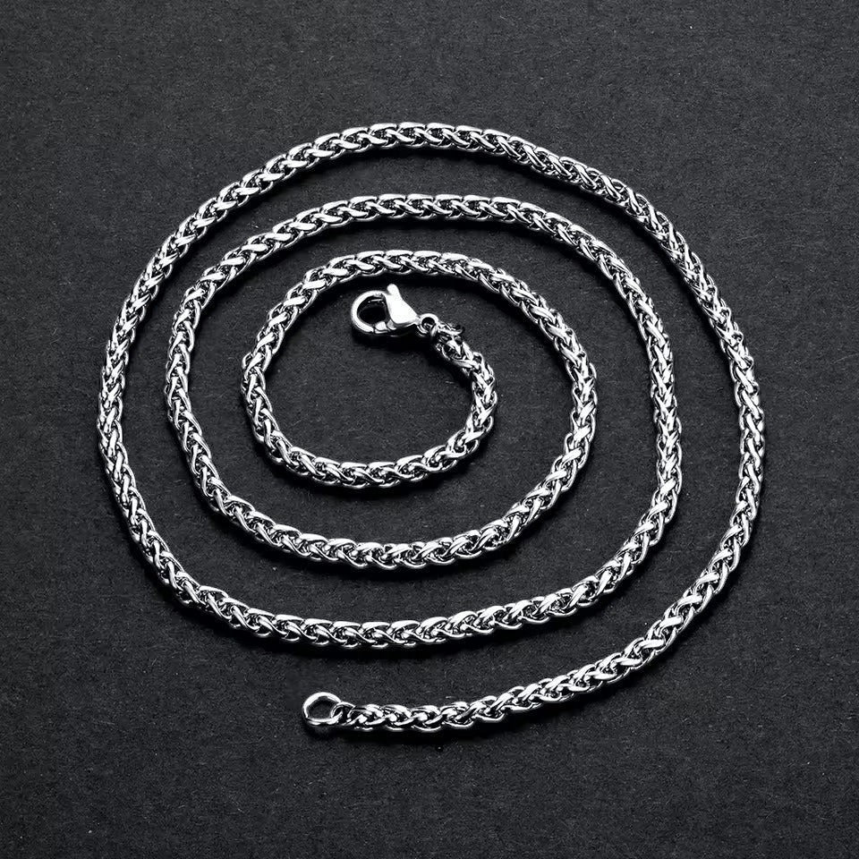 Aramat Jewels zilverkleurige RVS vossenstaart ketting van 75 cm lang en 8 mm breed met een robuust foxtail design.
