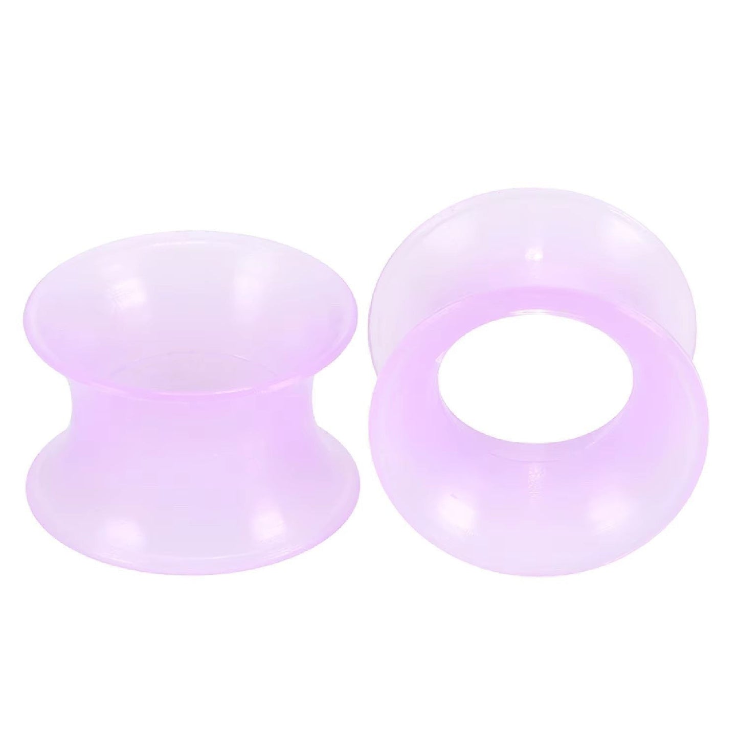 Aramat Jewels flexibele 8mm siliconen oortunnels in lichtpaars, comfortabele double flared flesh tunnels voor gestretchte oren