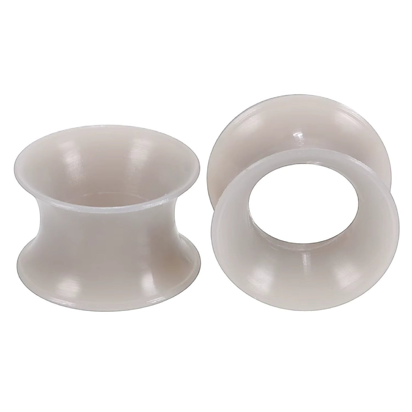 Aramat Jewels flexibele siliconen oortunnels van 8mm in een transparante kleur met double flared design.