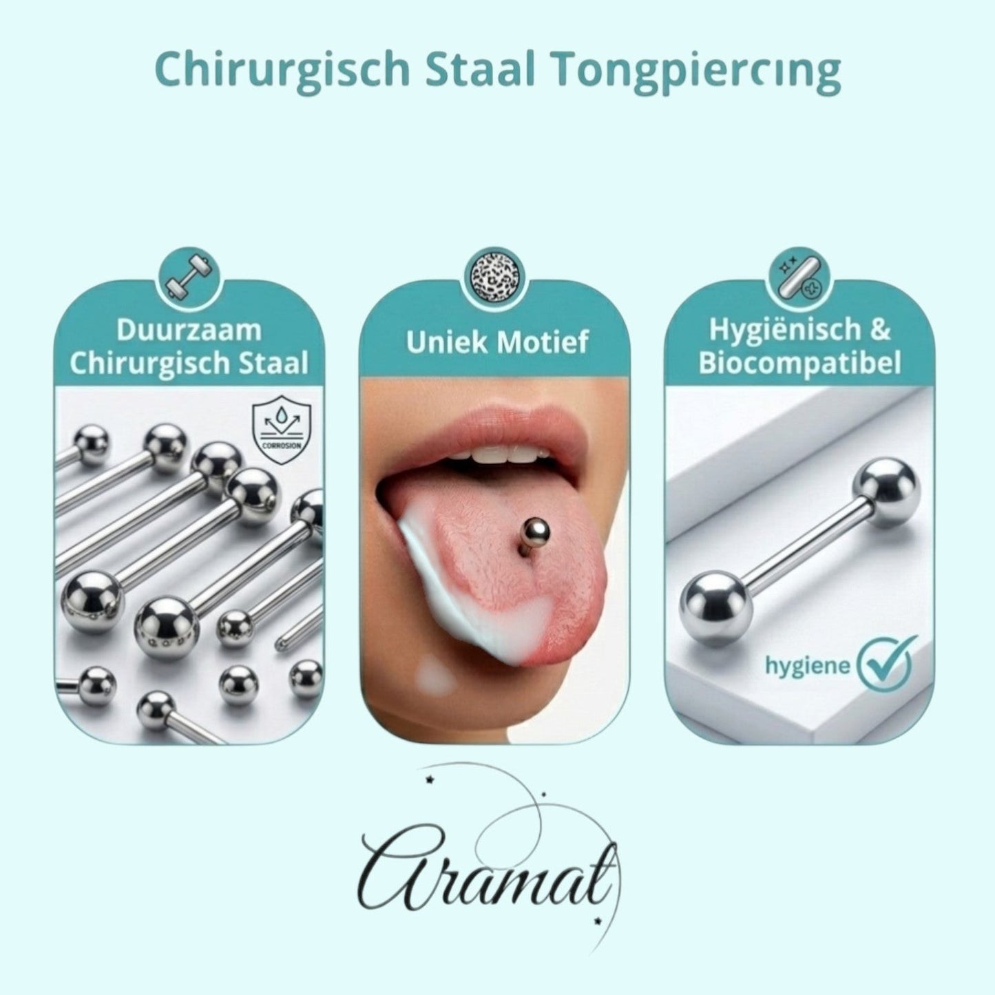Aramat Jewels silver stainless steel tongue piercing with anchor design, 19mm length, 1.6mm gauge.