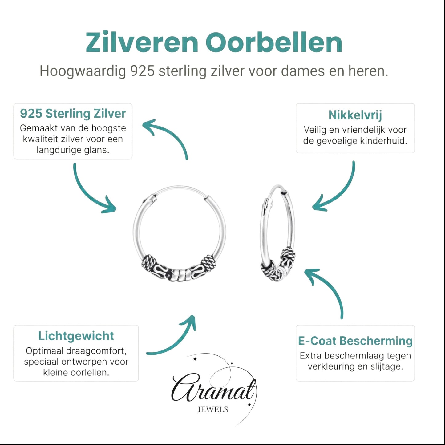 Aramat Jewels thin 16mm silver Bali hoop earrings with intricate braided detail, perfect for boho style.