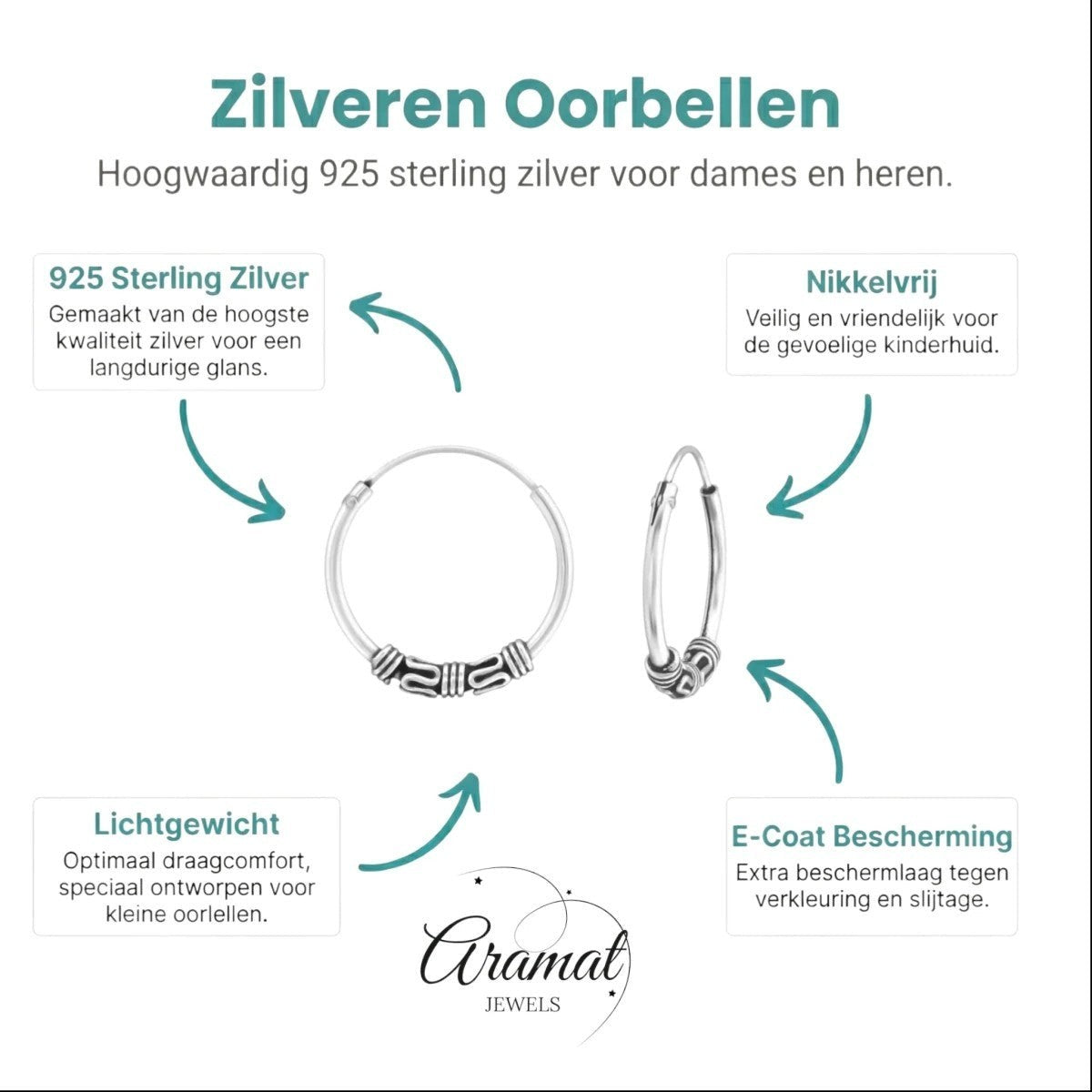 Aramat Jewels unisex 16mm silver Bali hoop earrings with intricate detailing, made from 925 sterling silver.