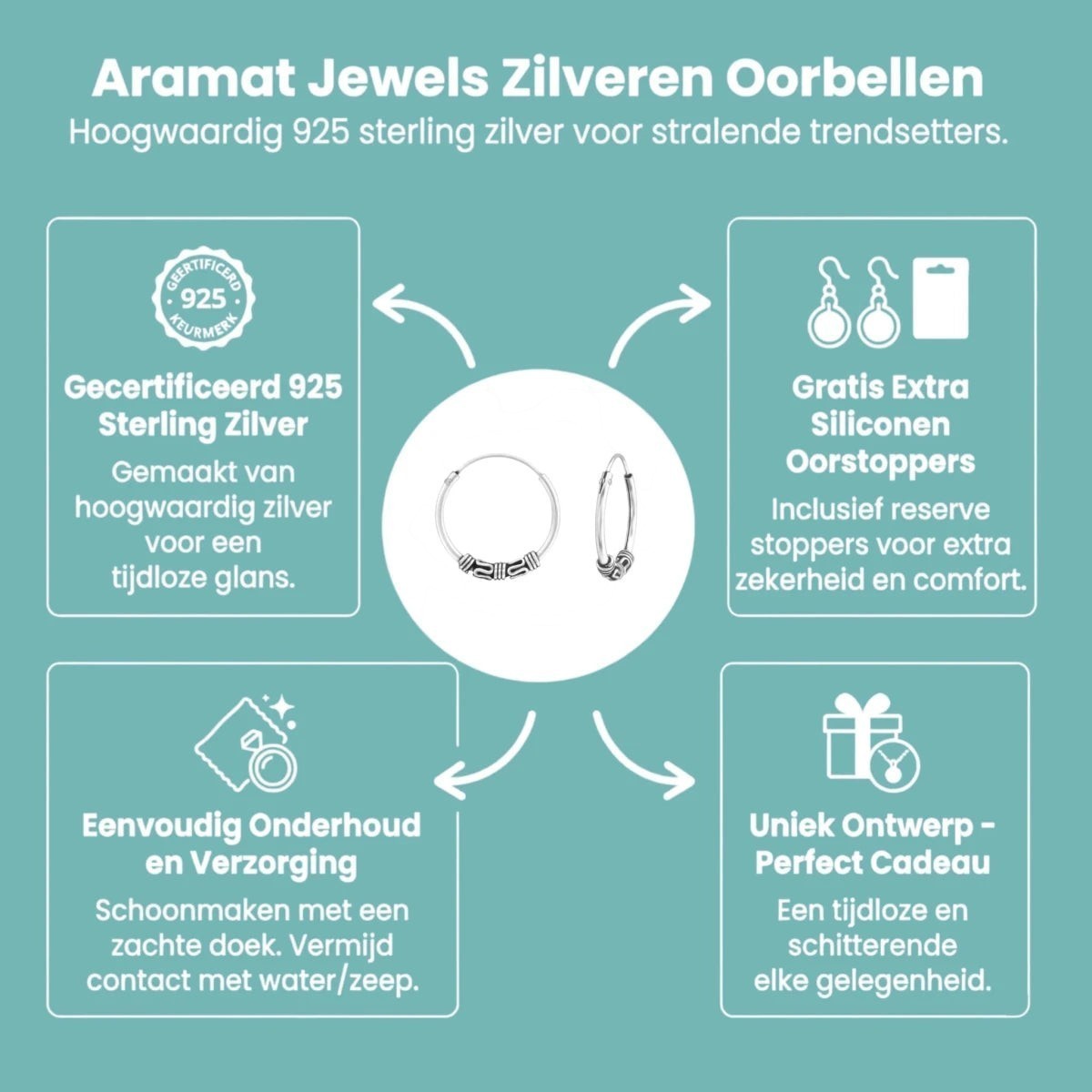 Aramat Jewels unisex 16mm silver Bali hoop earrings made from certified 925 sterling silver with intricate ethnic detailing.