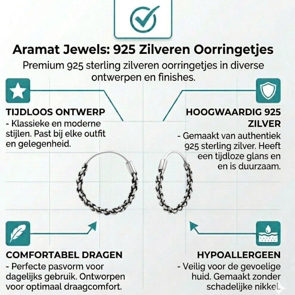 Aramat Jewels small silver Bali hoop earrings, 16mm, with intricate braided detail.