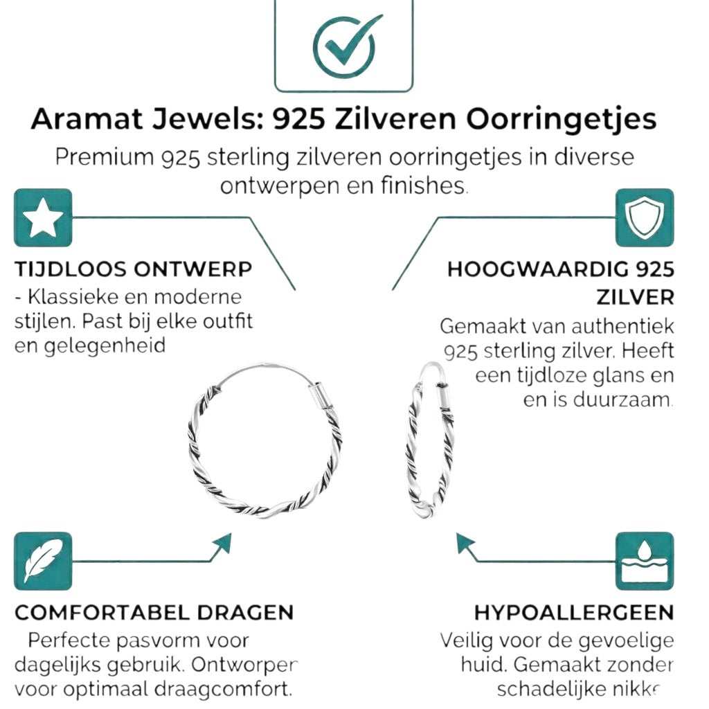 Aramat Jewels silver Bali hoop earrings, 16mm diameter, twisted rope design, nickel-free 925 silver.