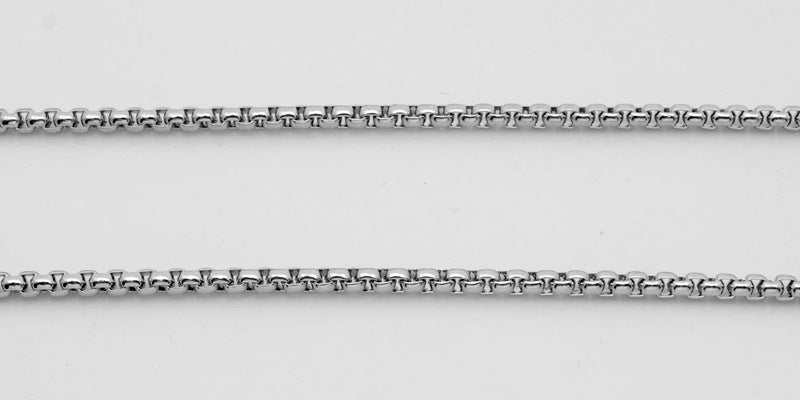 Aramat Jewels silver-colored stainless steel jasseron chain with 3.5mm round links, suitable for unisex wear.