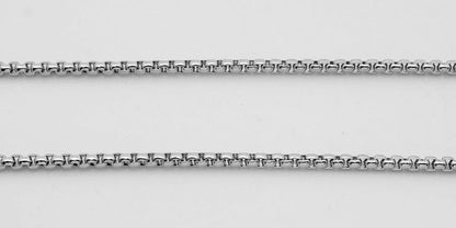 Aramat Jewels silver-colored stainless steel jasseron chain with 3.5mm round links, suitable for unisex wear.