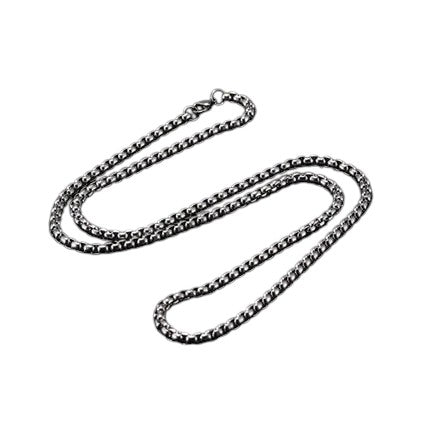 Aramat Jewels unisex silver-colored stainless steel cable chain necklace with 3.5mm round links and lobster clasp.