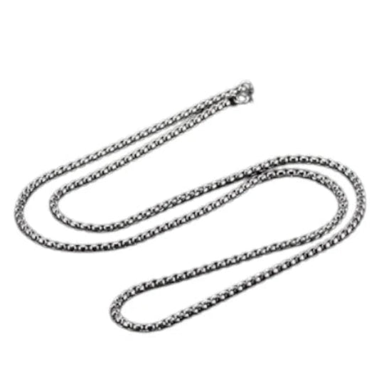 Aramat Jewels unisex 4mm silver-colored stainless steel cable chain necklace with round links and lobster clasp.