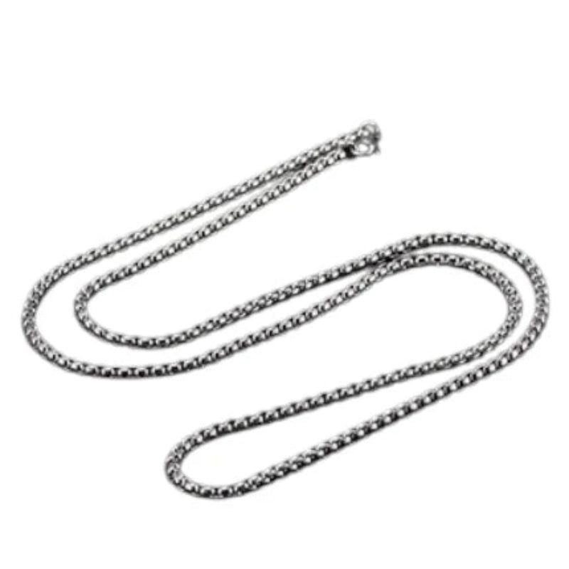 Aramat Jewels silver-colored stainless steel 6mm chunky jasseron chain necklace, 55cm long with lobster clasp.