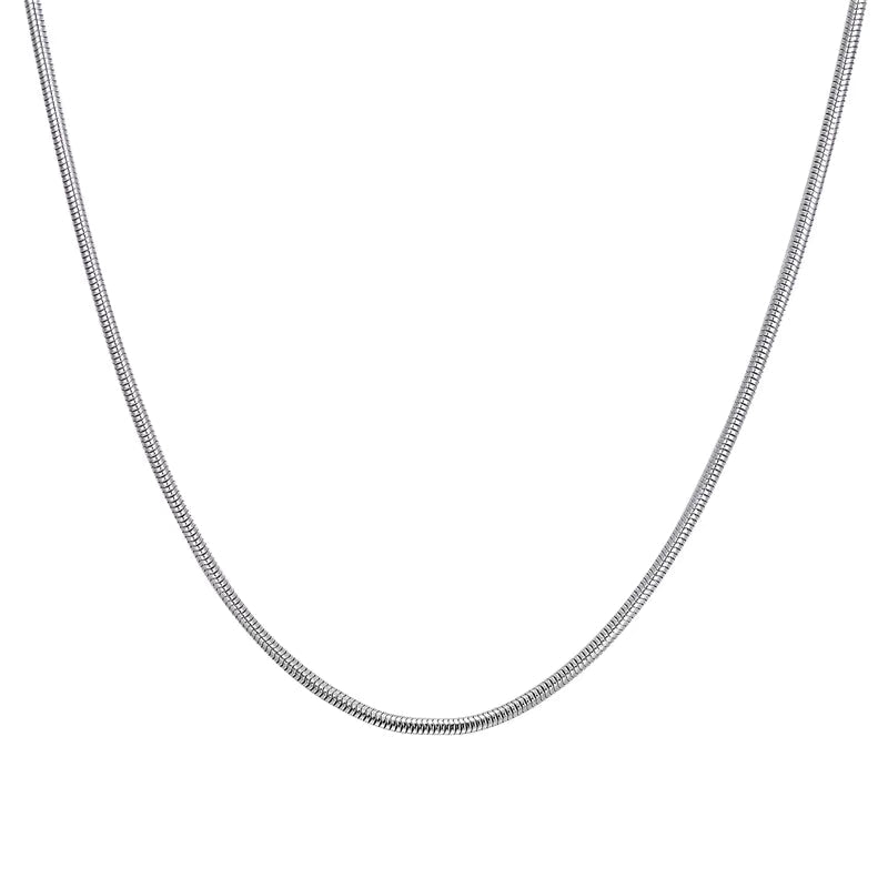 Aramat Jewels silver-colored round snake chain necklace made of durable stainless steel for women