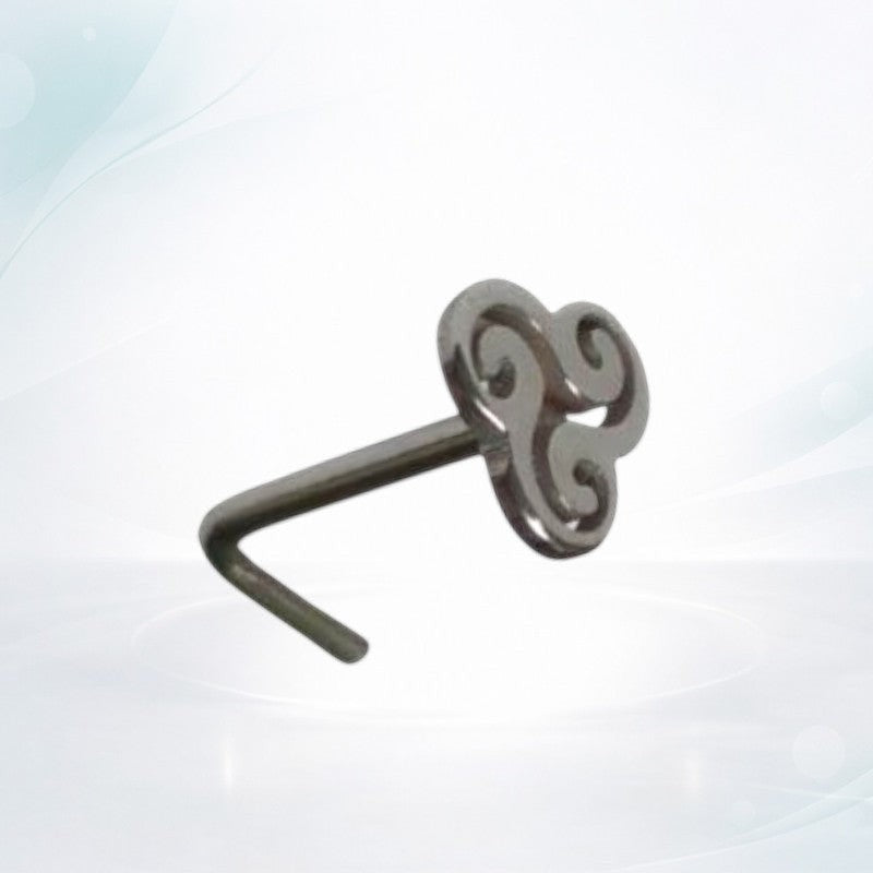 Aramat Jewels silver-tone steel L-shaped nose piercing with a 4mm spiral design.