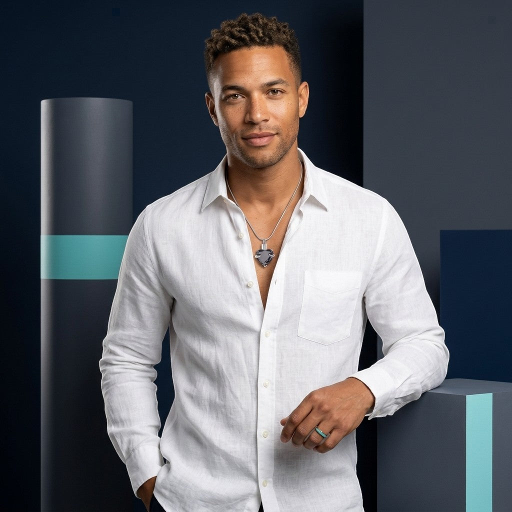 Aramat Jewels® stalen ashanger hart met grote steen, waterbestendig gedenksieraad zonder ketting.