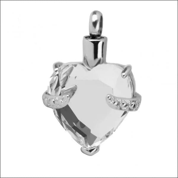 Aramat Jewels® stalen ashanger in hartvorm met grote steen en zirkonia details. Waterbestendig gedenksieraad.