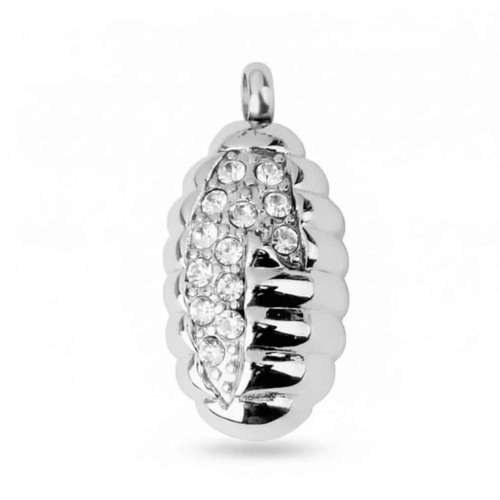 Aramat Jewels stalen ashanger met transparante kristallen, 3,2cm. Elegant assieraad met schroefsluiting.