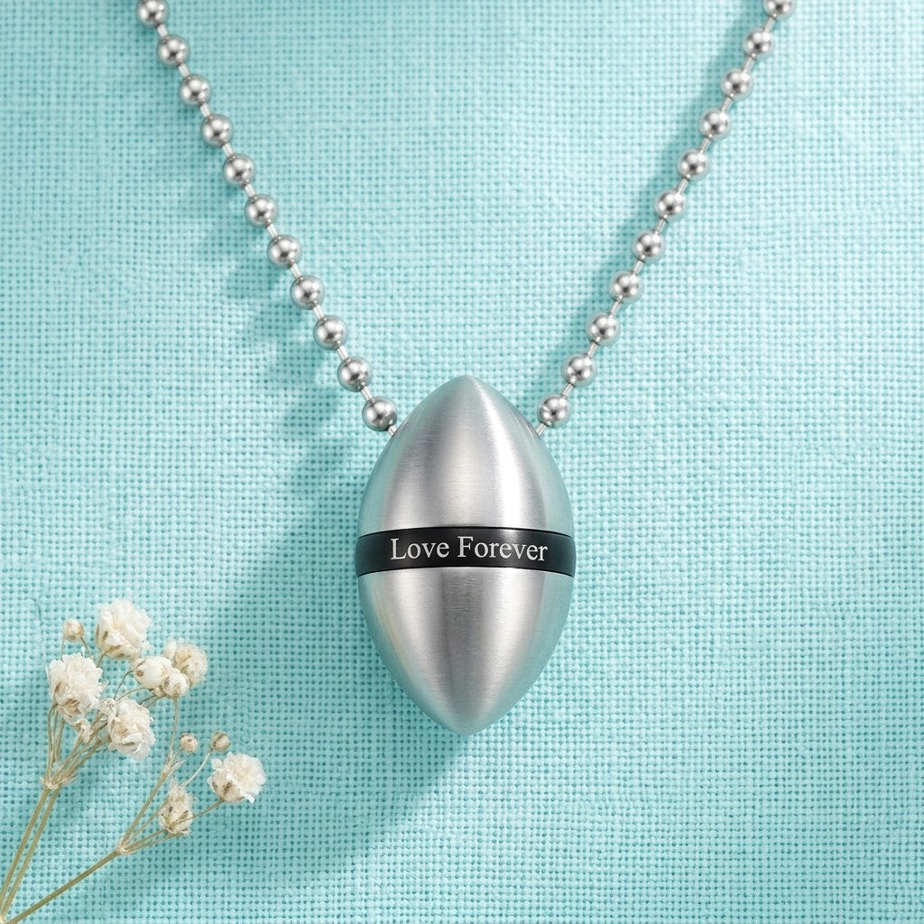 Aramat Jewels Stalen Ashanger Love Forever, zilverkleurig en zwart, met gravure.
