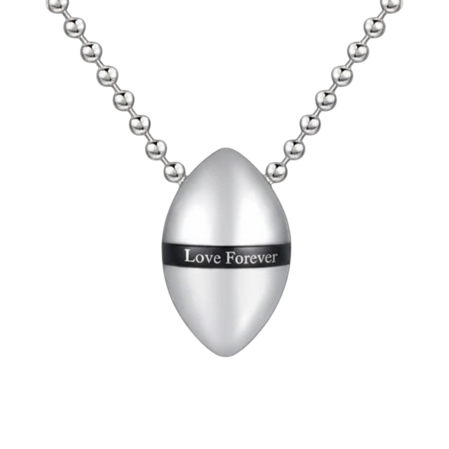Aramat Jewels stalen ashanger Love Forever, zilverkleurig met zwarte band en gravure. Gedenksieraad met schroefsluiting.