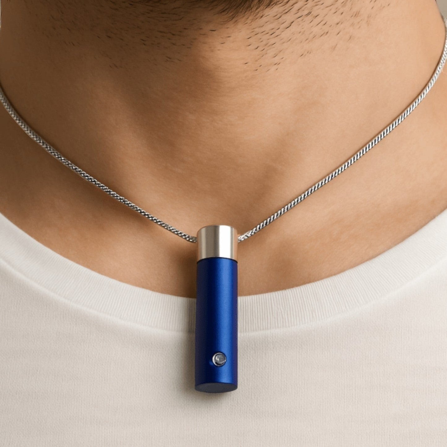 Aramat Jewels® stalen blauwe ashanger met schroefsluiting, waterbestendig gedenksieraad.