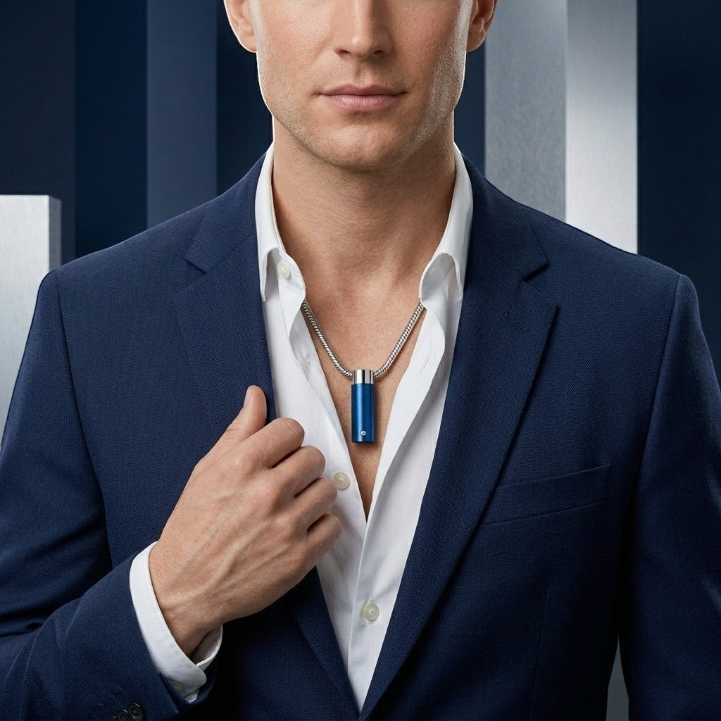 Aramat Jewels® stalen blauwe ashanger met schroefsluiting, waterbestendig gedenksieraad zonder ketting.